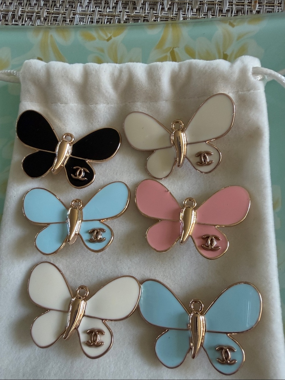 Butterfly Charm Pendant in Pastel & Black Colors